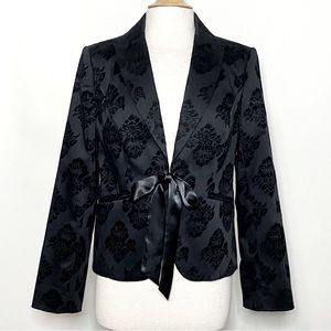 Apostrophe black brocade bow waist blazer 8